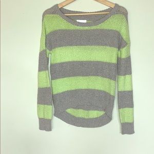 Justice Striped Green and Grey Knitted Sweater